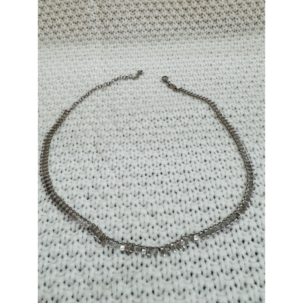 AV Italy 925 Sterling Silver Adjustable Fringe Choker Necklace Up to 15"